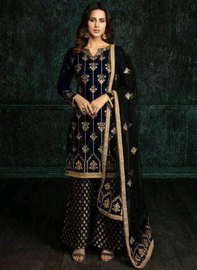 Tissue Silk Plazo Suit in - Salwar Suit - FashionVibes