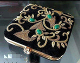 Velvet Wedding Clutch in Black and Green - Shoes & Cluthes - FashionVibes