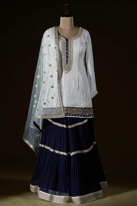Georgette Embroidered Gharara Suit