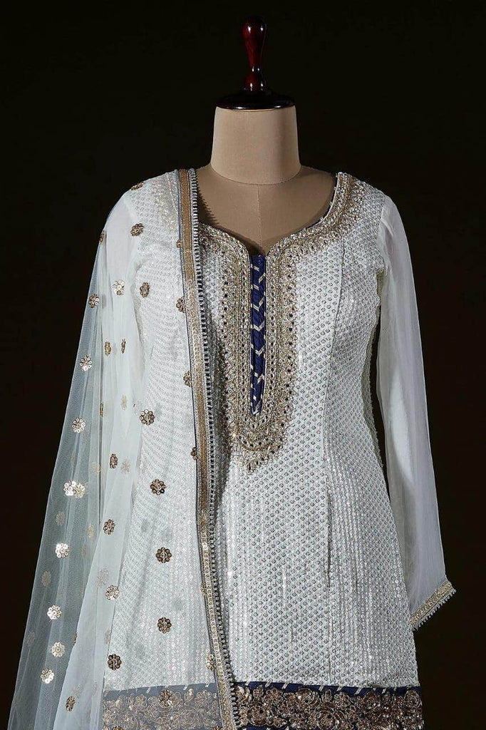 Wedding Sharara Suit with sequins and gota in - Salwar Suit - FashionVibes