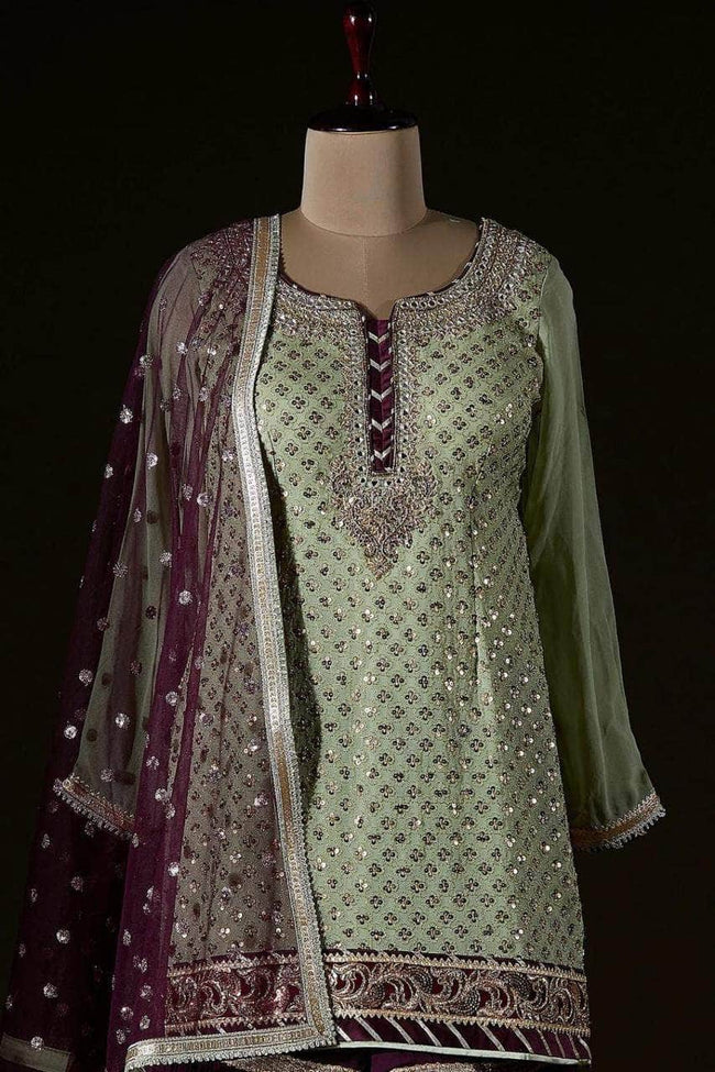 Wedding Sharara Suit with sequins in - Salwar Suit - FashionVibes